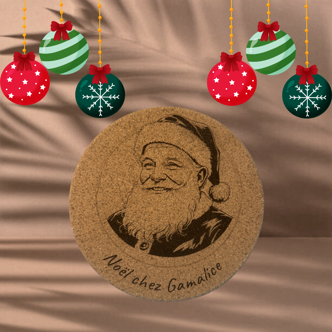 🎄 Dessous de plat en liège – Gravure de Noël