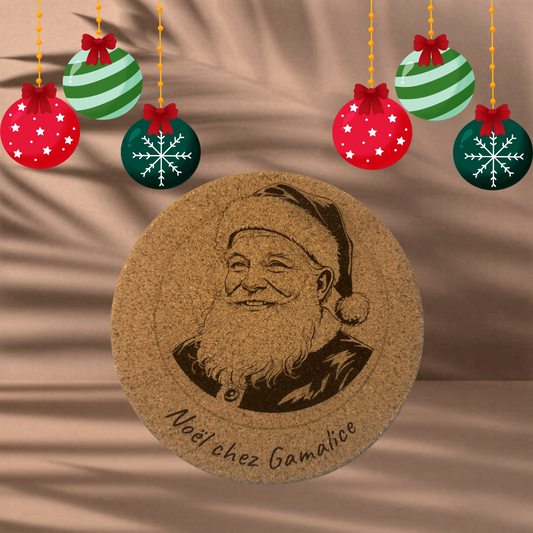 🎄 Dessous de plat en liège – Gravure de Noël