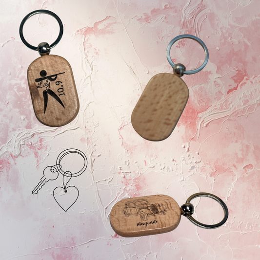 Porte-clés bois "CAMILLE" personnalisé