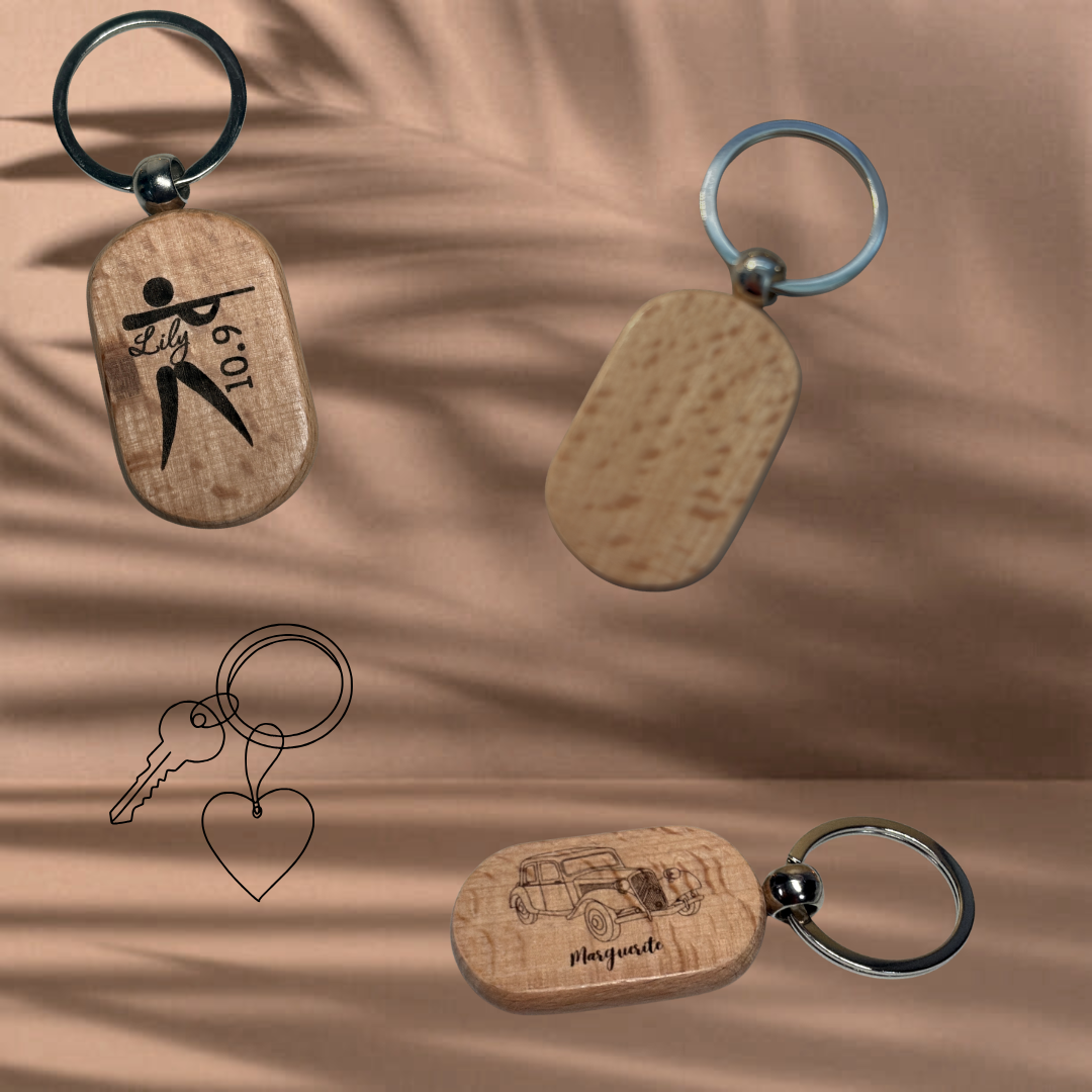 Porte-clés bois "CAMILLE" personnalisé