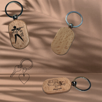 Porte-clés bois "CAMILLE" personnalisé