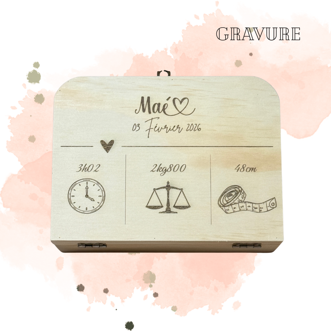 Valise de naissance en bois – Personnalisable