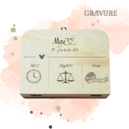 Valise de naissance en bois – Personnalisable