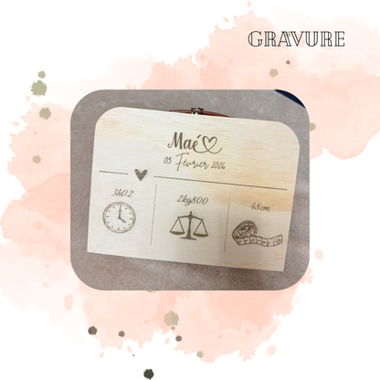 Valise de naissance en bois – Personnalisable