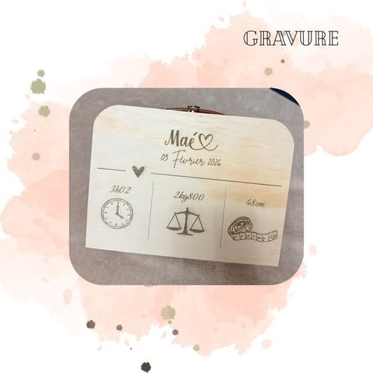 Valise de naissance en bois – Personnalisable