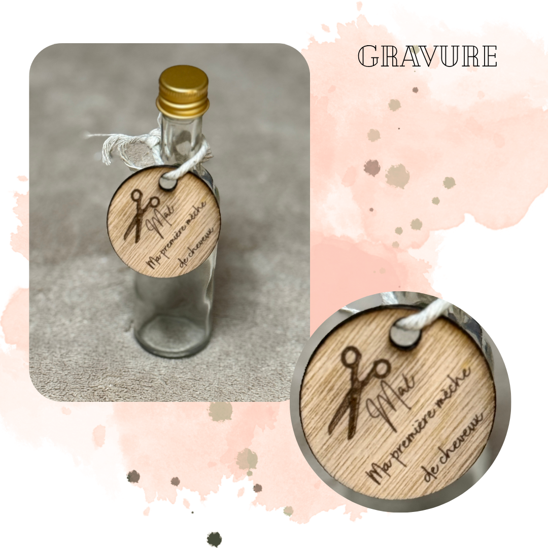 Fiole souvenir – Première mèche de cheveux personnalisable